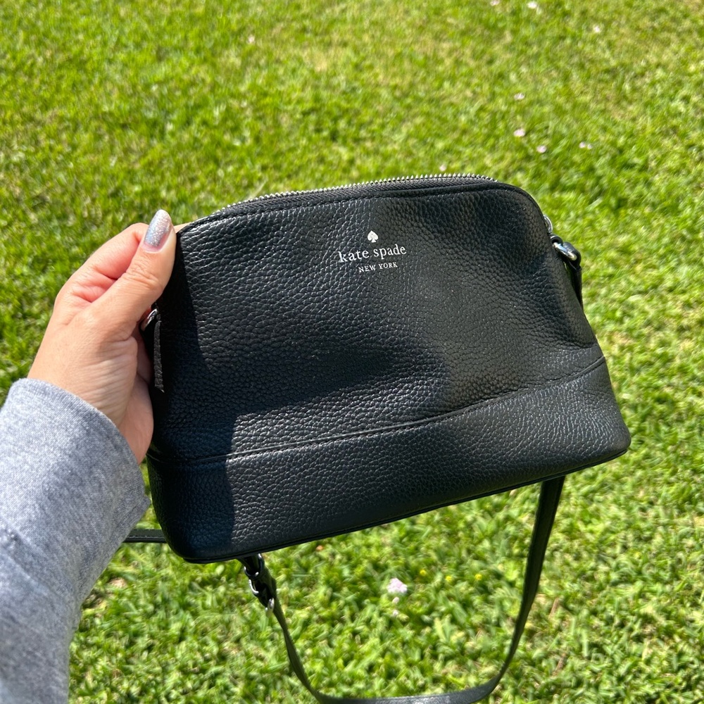 kate spade Black Pebbled Leather Crossbody Strap